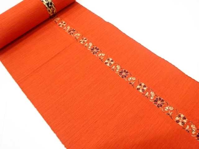 JAPANESE KIMONO / ANTIQUE BOLT FOR HASSUN OBI / WOVEN FLOWER